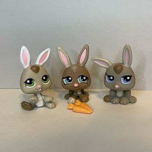 LPS Littlest Pet Shop Lot Bunny Rabbit Triplets #1332 #1333 #1334